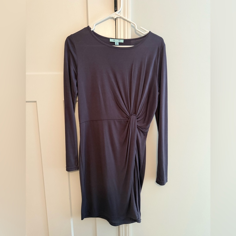 She + Sky Charcoal Long Sleeve Dress
